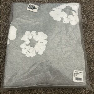 Gray and White Denim Tear Sweatshirt